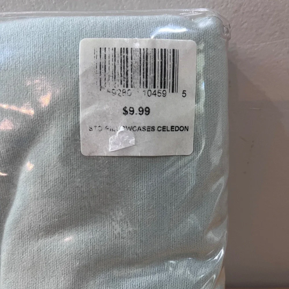 Vtg Wamsutta Flannel Pillowcases Set of 2 Standard 100% Cotton Celedon Green NEW